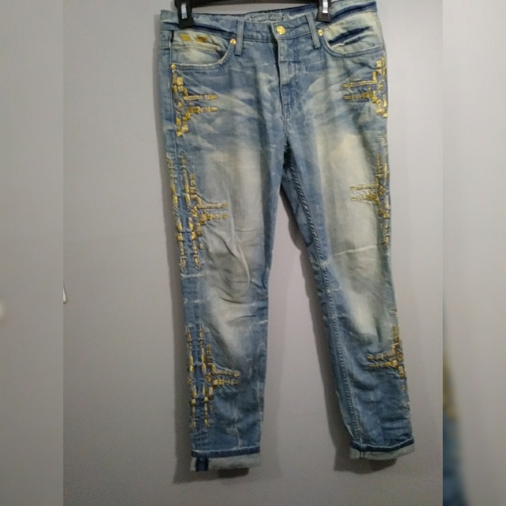 Robins Jean Aztec Chapa embroidered jeans sz 27